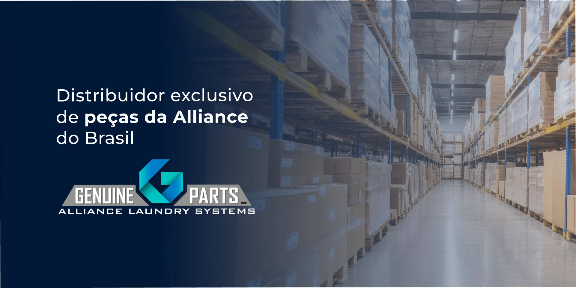 Banner de distribuidor exclusivo com máquinas enfileiradas